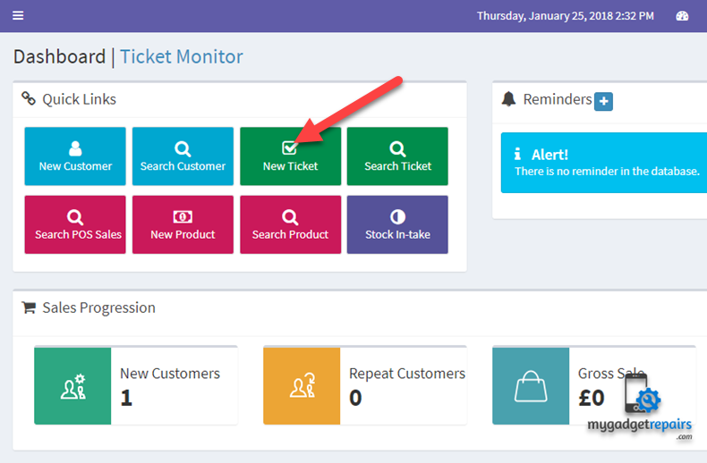 how to create repair tickets in rentmaster